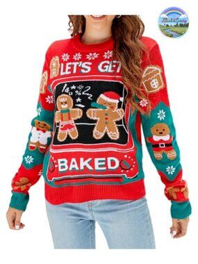 Ugly Christmas Sweater Women Funny Knitted Pullover Crewneck